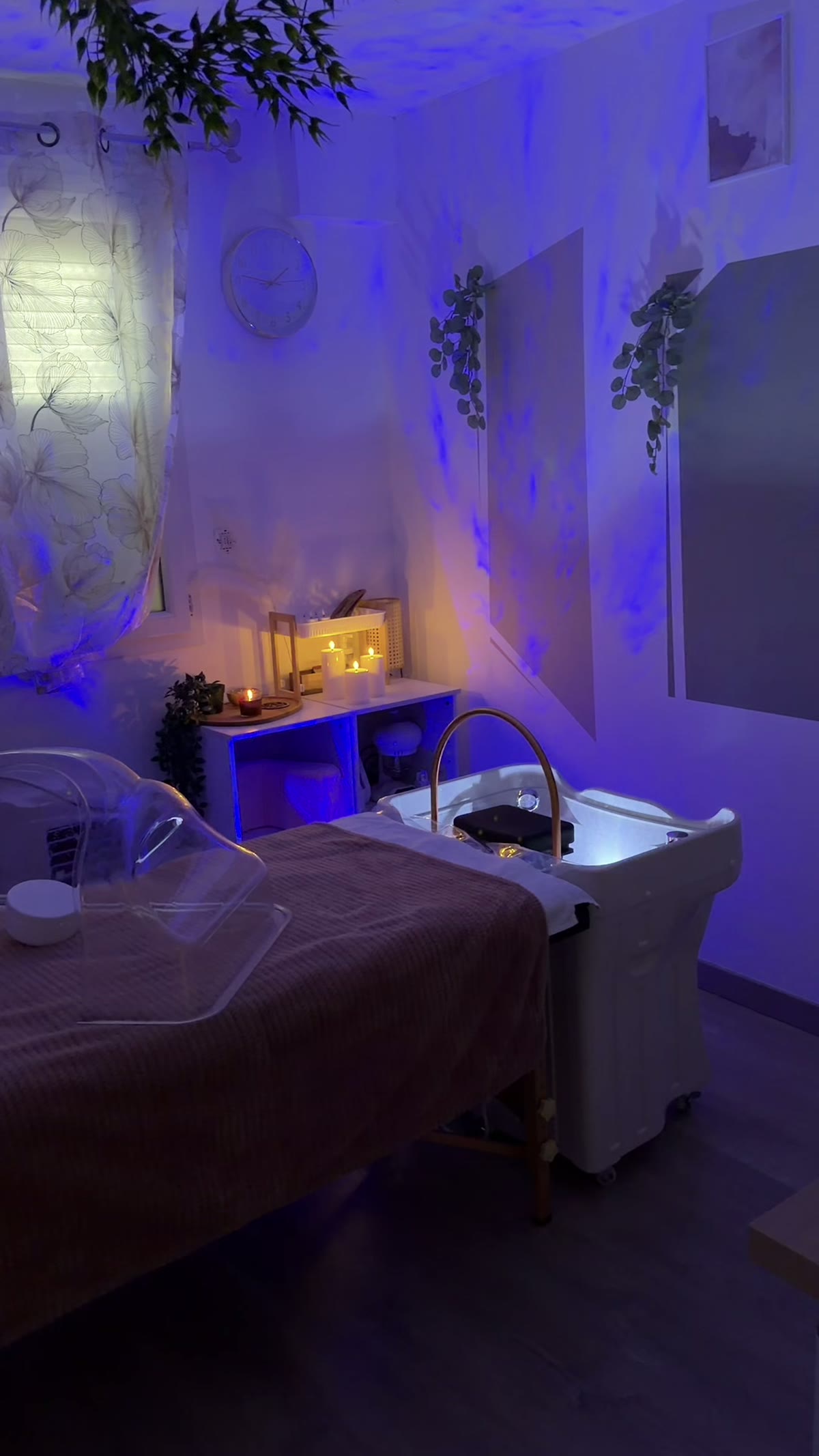 La cabine en ambiance du soir, lumière tamisée